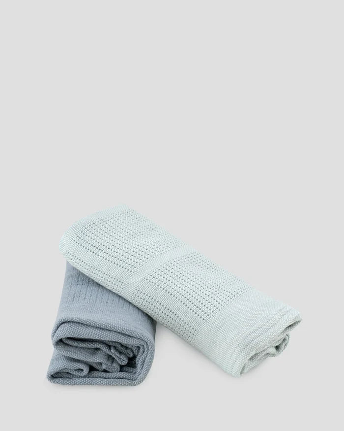Little Bamboo Baby Cellular Blanket 2 Pack - Retro Blue