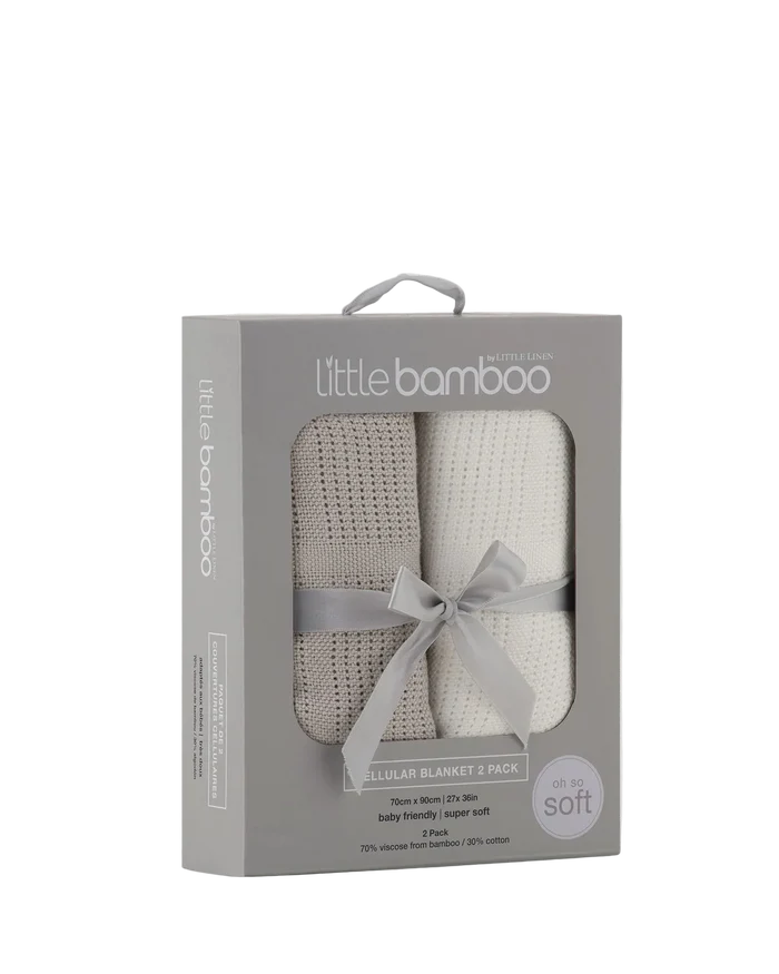 Little Bamboo Baby Cellular Blanket 2 Pack - Stone Grey