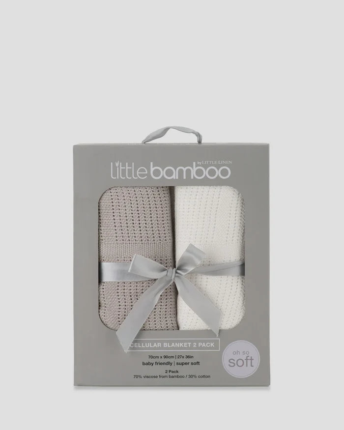 Little Bamboo Baby Cellular Blanket 2 Pack - Stone Grey