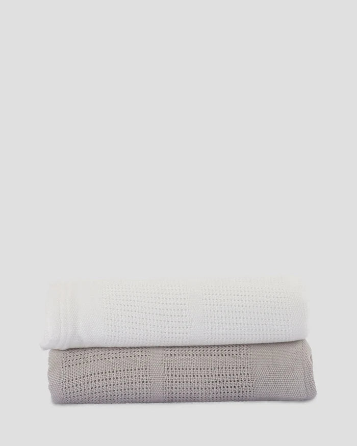 Little Bamboo Baby Cellular Blanket 2 Pack - Stone Grey