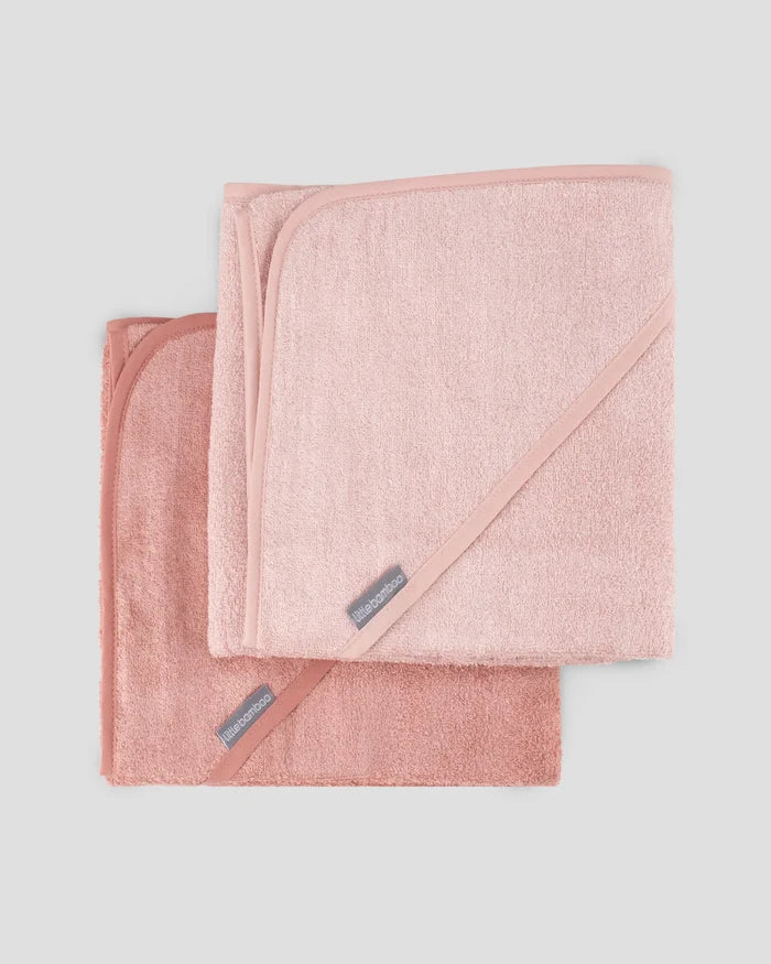 Little Bamboo Baby Hooded Towel 2 Pack - Dusty Rose