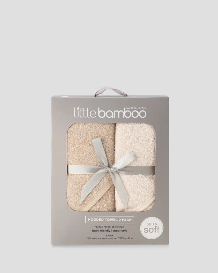 Little Bamboo Baby Hooded Towel 2 Pack - Iced Coffee