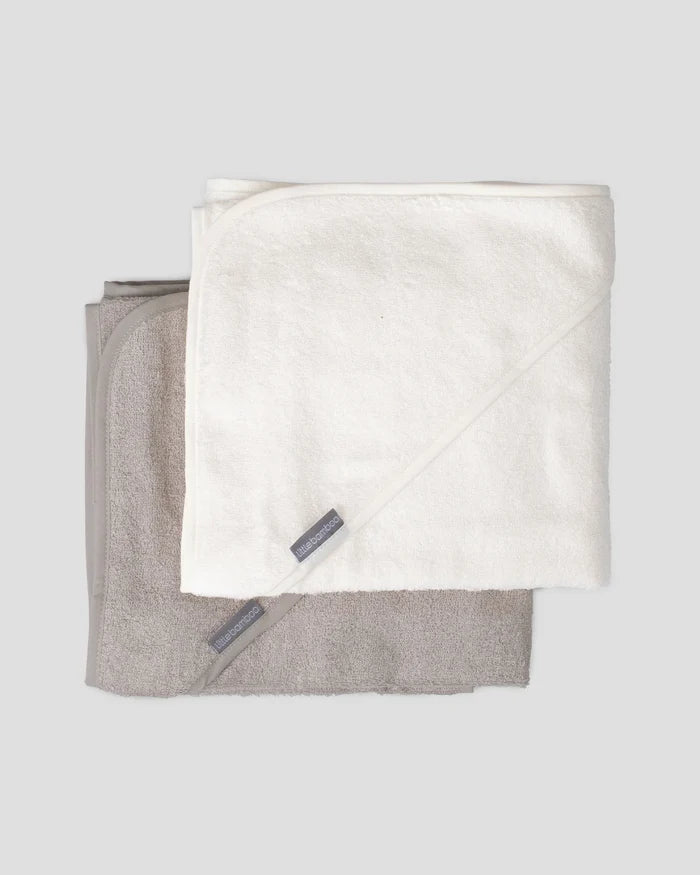 Little Bamboo Baby Hooded Towel 2 Pack - Stone Grey