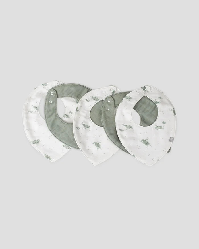 Little Bamboo Baby Muslin Bib 5 Pack - Turtle Bay