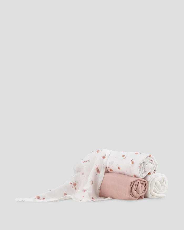 Little Bamboo Baby Muslin Wraps 3 Pack - Dusty Rose
