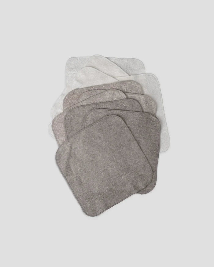 Little Bamboo Baby Toweling Washer 10 Pack - Stone Grey