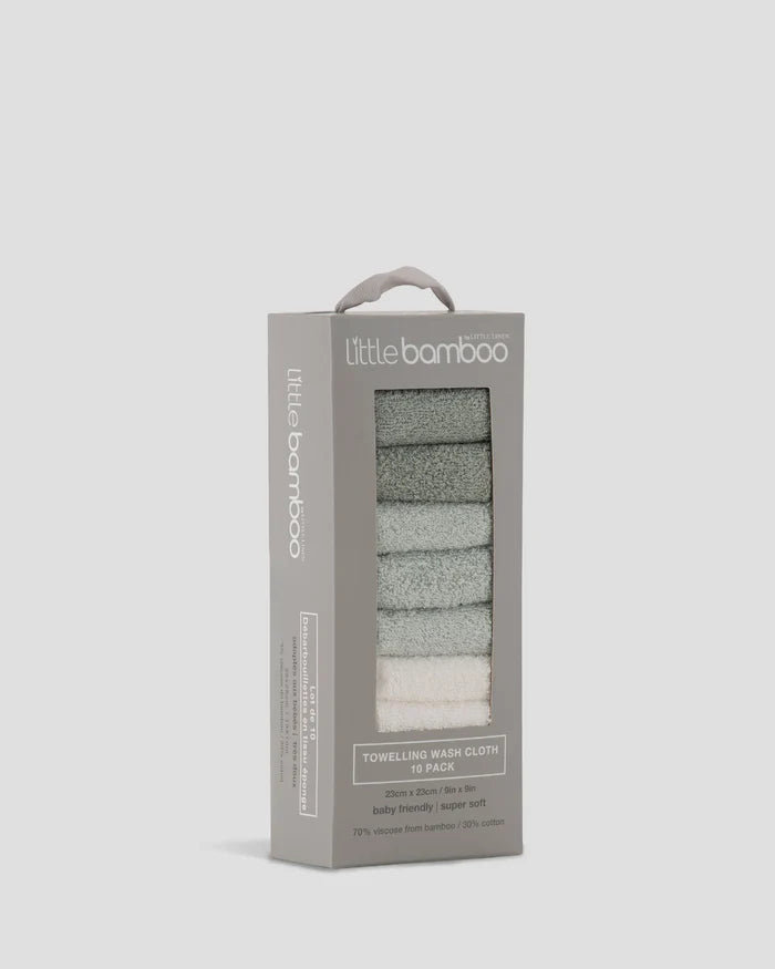 Little Bamboo Baby Toweling Washer 10 Pack - Turtle Bay