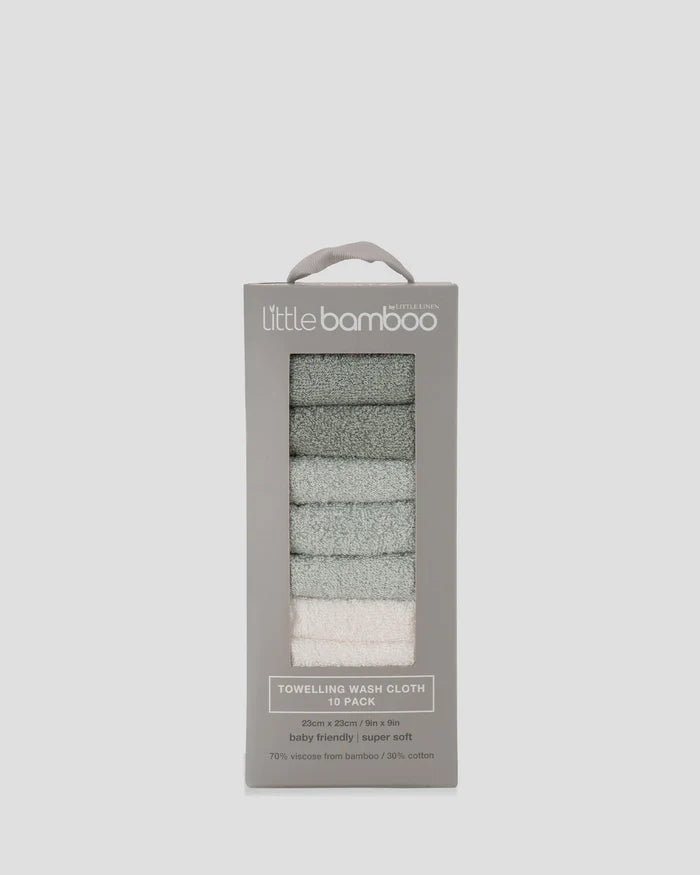 Little Bamboo Baby Toweling Washer 10 Pack - Turtle Bay