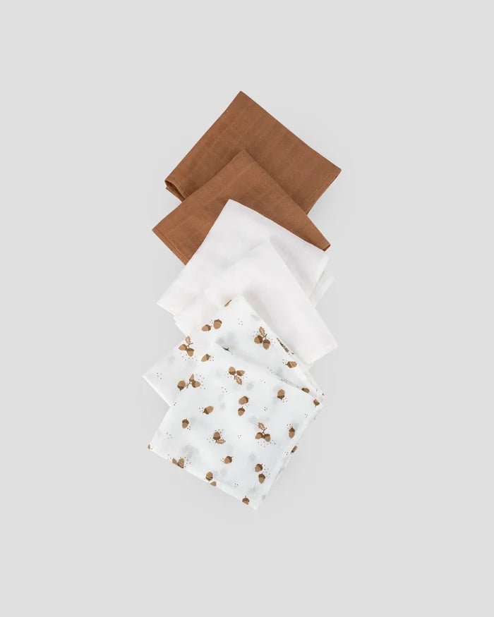 Little Bamboo Muslin Washers 6 Pack - Iced Coffee