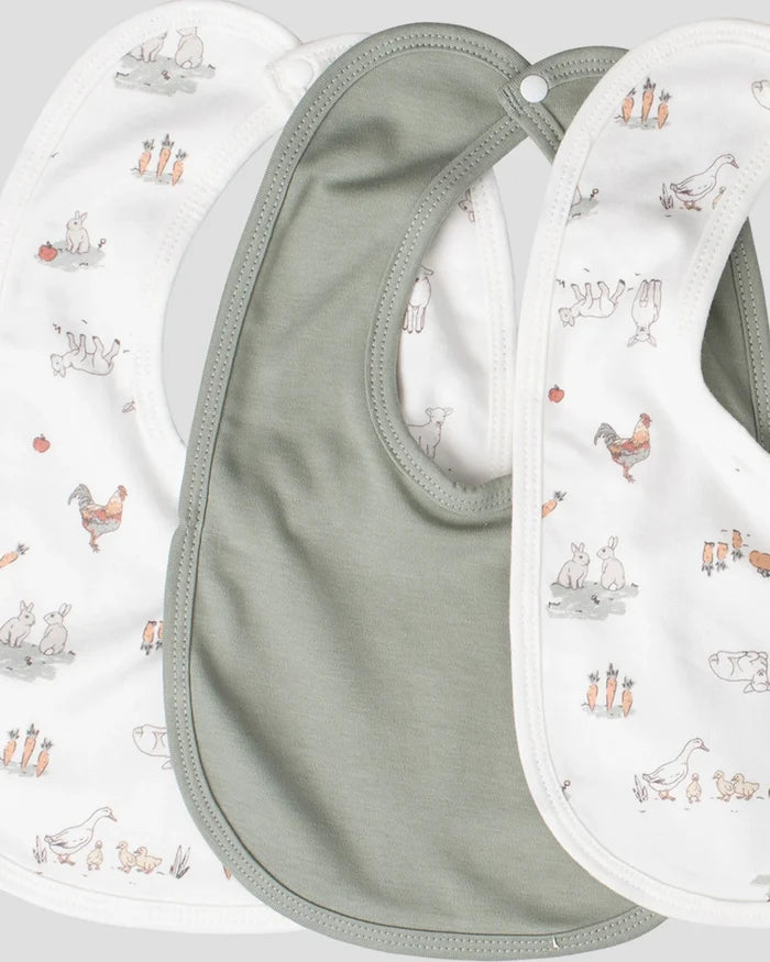 Little Linen Baby Jersey Bib 5 Pack - Farmyard Lamb