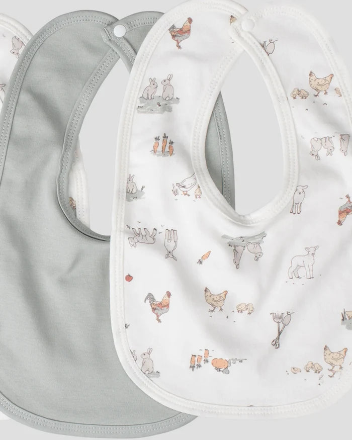 Little Linen Baby Jersey Bib 5 Pack - Farmyard Lamb