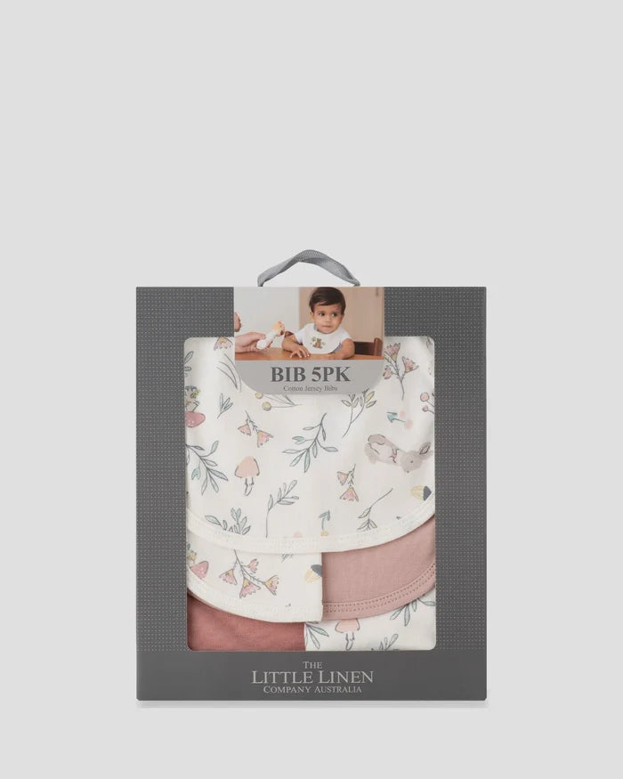 Little Linen Baby Jersey Bib 5 Pack - Harvest Bunny