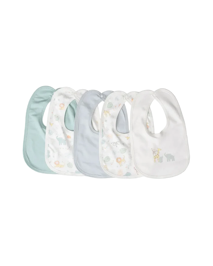 Little Linen Baby Jersey Bib 5 Pack - Savanna Giraffe