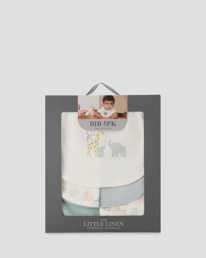 Little Linen Baby Jersey Bib 5 Pack - Savanna Giraffe