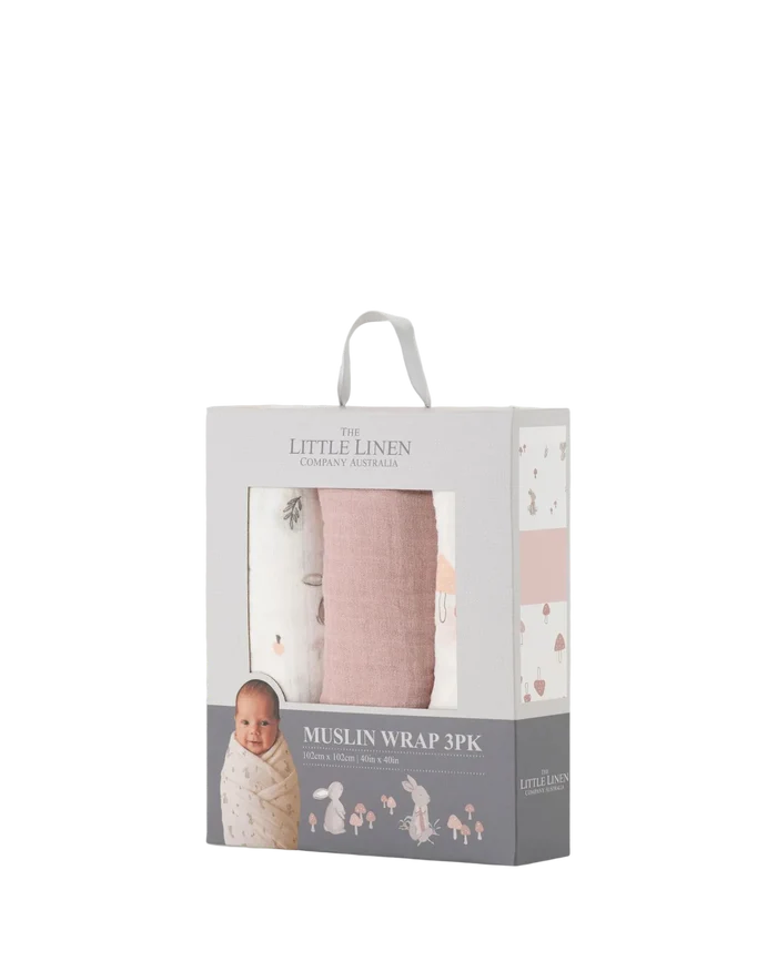 Little Linen Baby Muslin Wraps 3 Pack - Harvest Bunny