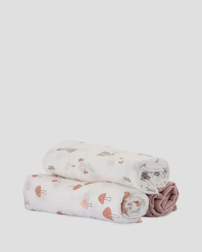 Little Linen Baby Muslin Wraps 3 Pack - Harvest Bunny