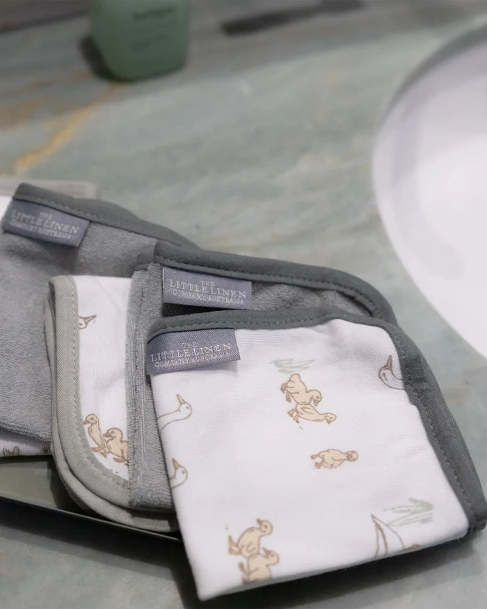 Little Linen Baby Toweling Wash Cloths 6 Pack - Farmyard Lamb