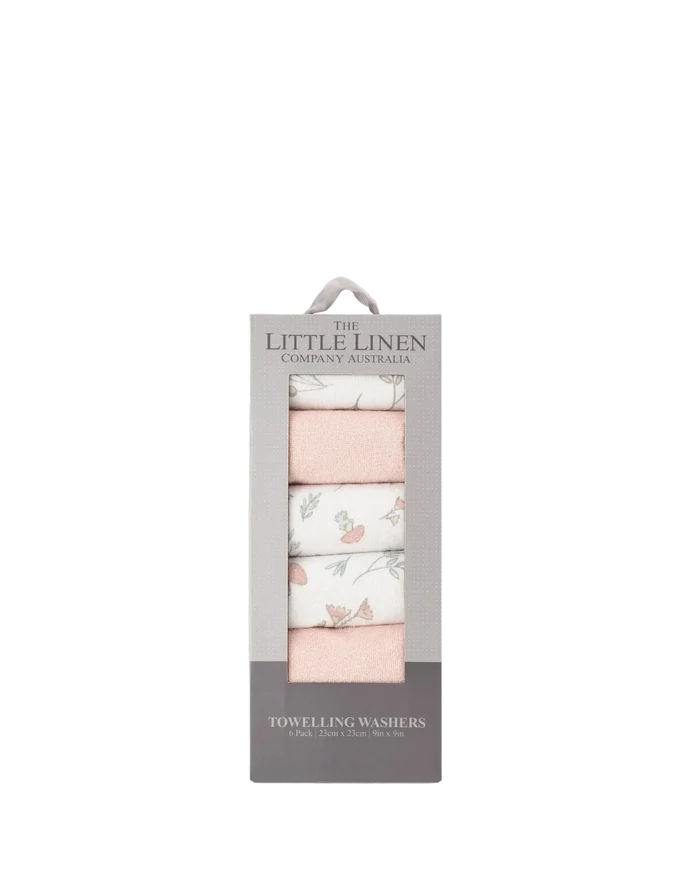 Little Linen Baby Toweling Wash Cloths 6PK - Harvest Bunny