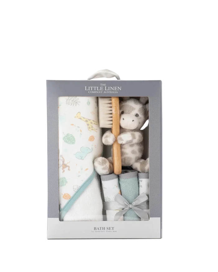 Little Linen Bath Baby Gift Set - Savanna Giraffe