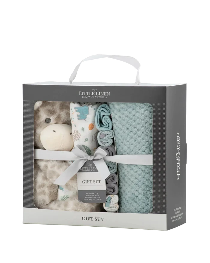 Little Linen Boxed Baby Gift Set - Savanna Giraffe