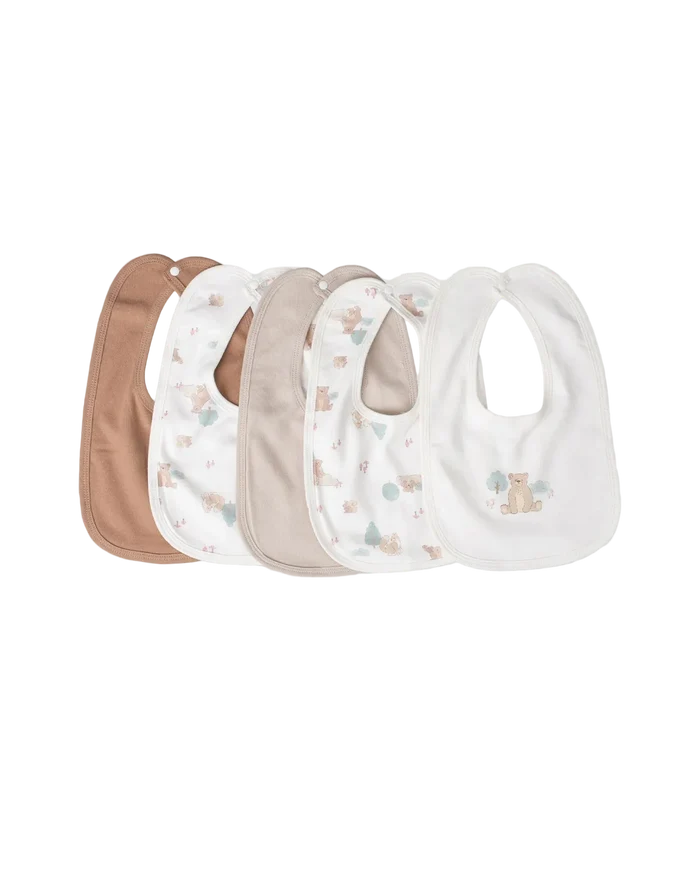 Little Linen Jersey Bib 5 Pack - Bushland Bear