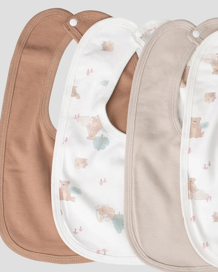 Little Linen Jersey Bib 5 Pack - Bushland Bear