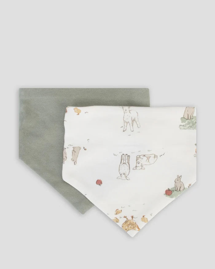 Little Linen Jersey Bibs 2 Pack - Farmyard Lamb