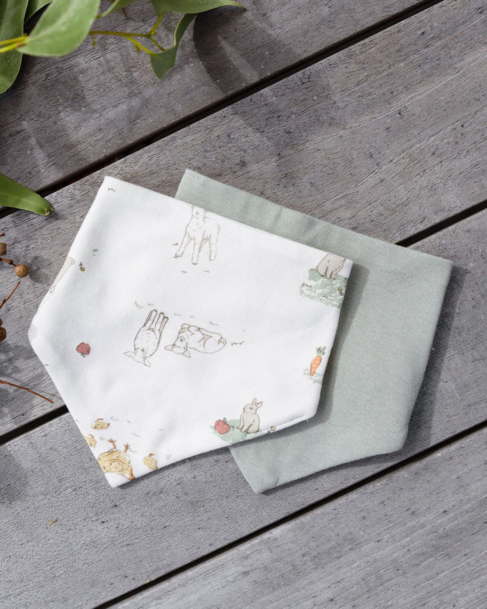 Little Linen Jersey Bibs 2 Pack - Farmyard Lamb