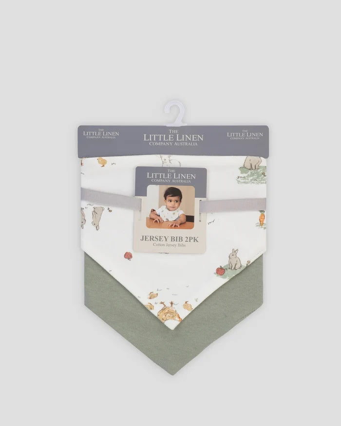 Little Linen Jersey Bibs 2 Pack - Farmyard Lamb