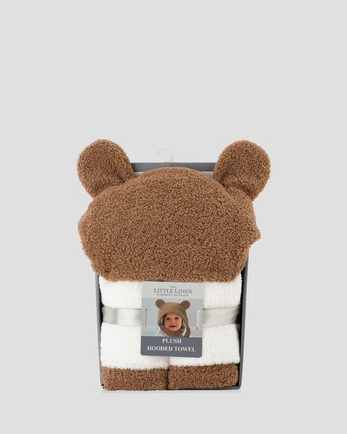 Little Linen Plush Baby Hooded Towel - Bushland Bear