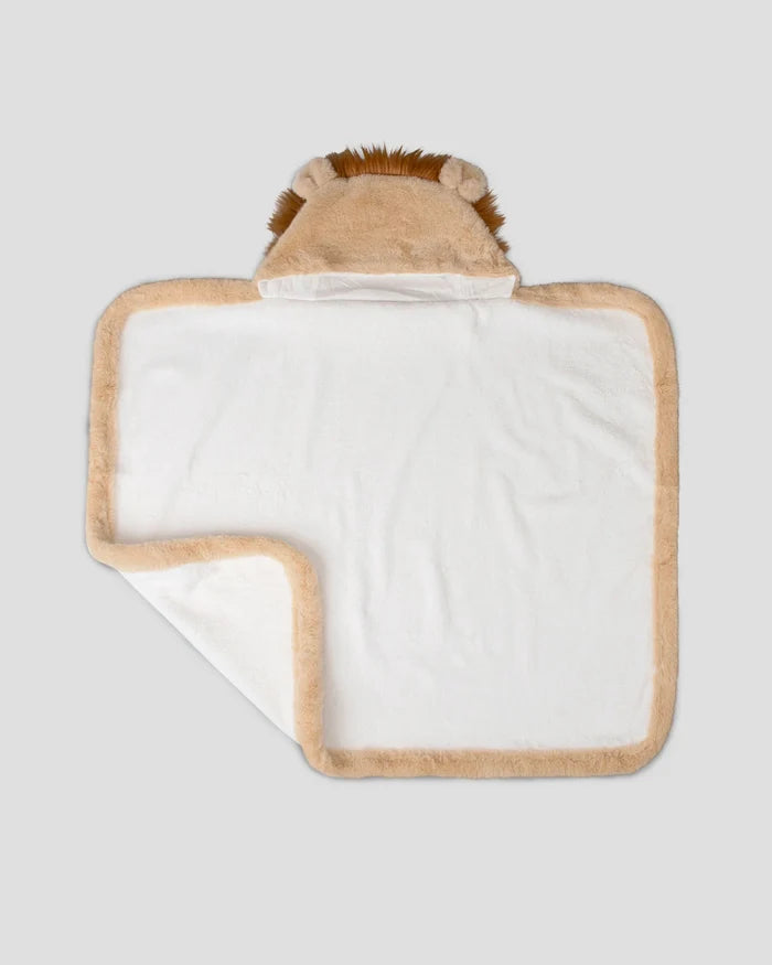 Little Linen Plush Baby Hooded Towel - Savanna Lion