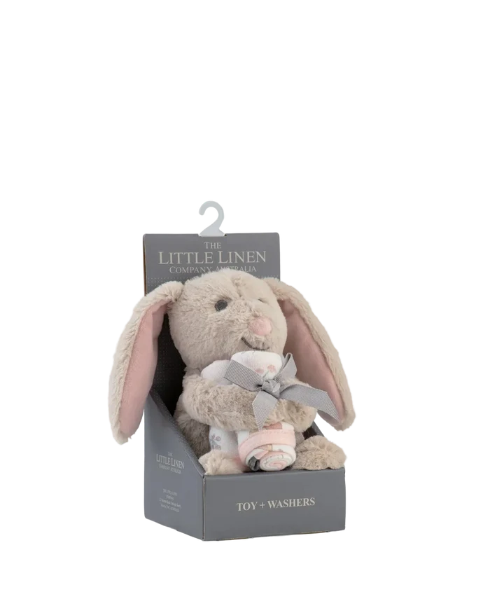 Little Linen Soft Plush Toy & Washer Gift Box - Harvest Bunny