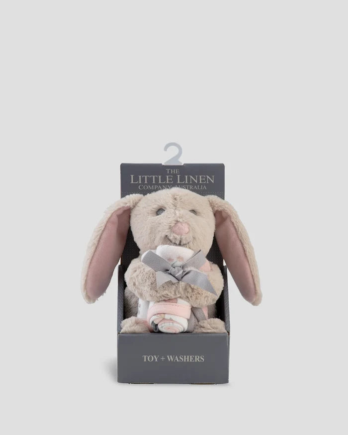 Little Linen Soft Plush Toy & Washer Gift Box - Harvest Bunny