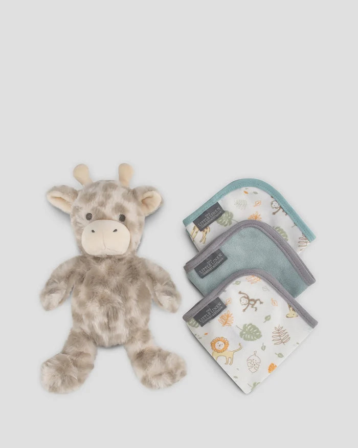 Little Linen Soft Plush Toy & Washer Gift Box - Savanna Giraffe