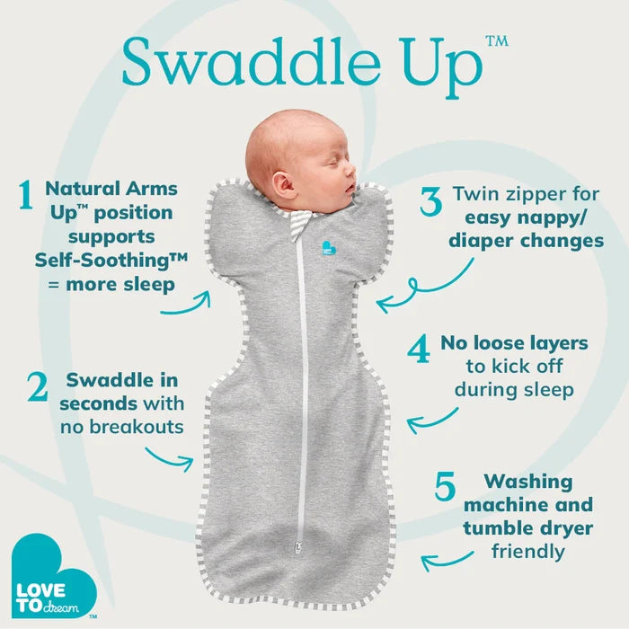 Love to Dream Swaddle Up™ Quilted Stretch Cotton 2.5 TOG - Storm Blue Pebbles