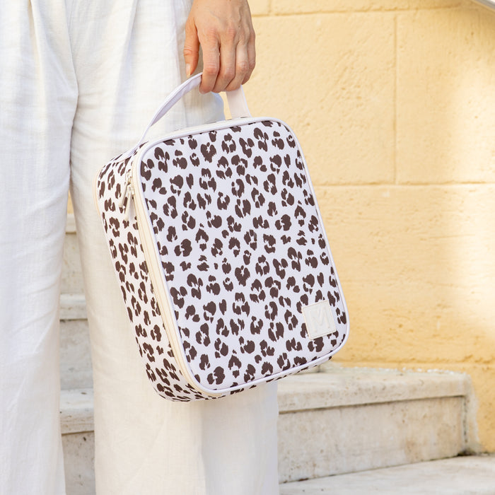 Montiico Large Insulated Lunch Bag - Cream Leopard