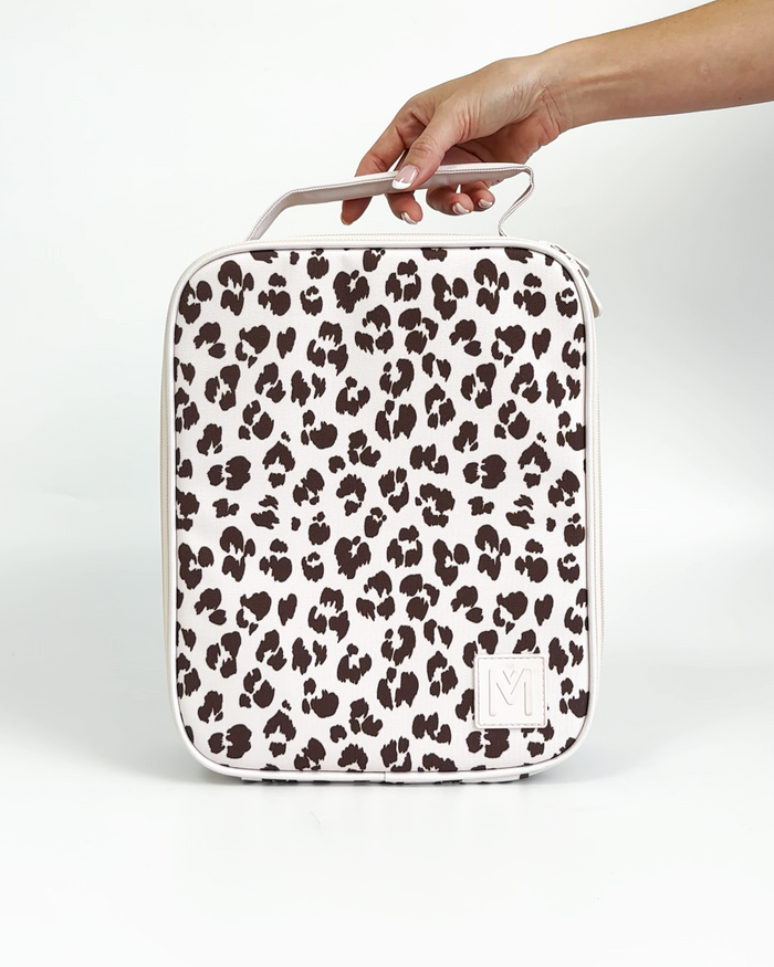 Montiico Large Insulated Lunch Bag - Cream Leopard