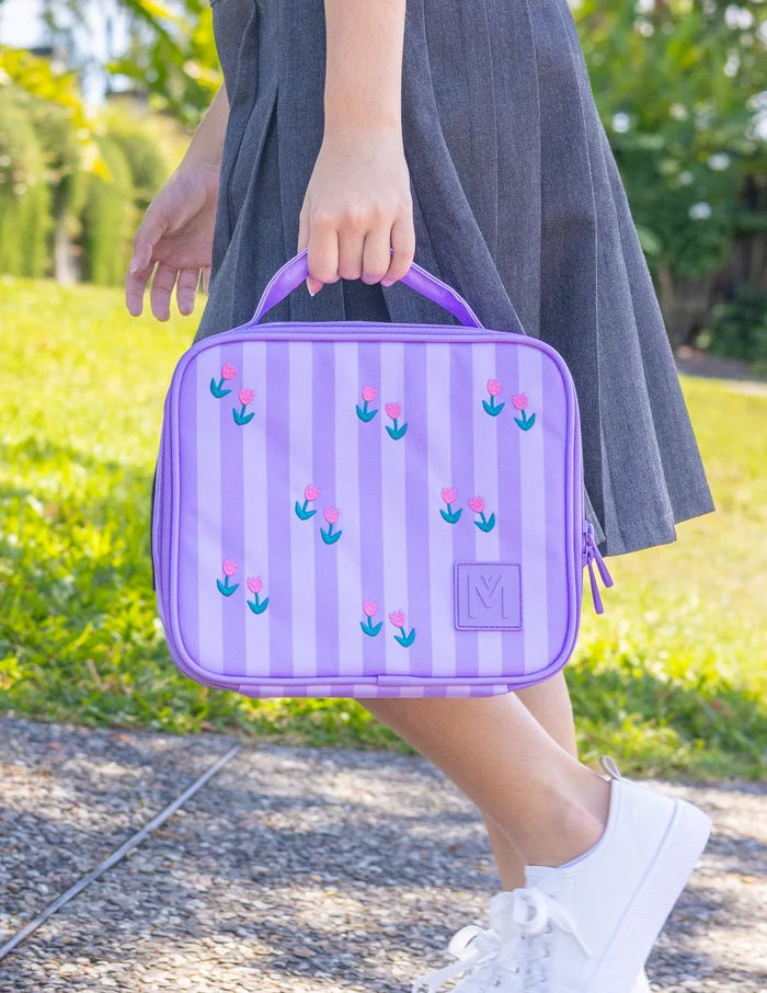 Montiico Medium Insulated Lunch Bag - Embroidered Tiny Tulips