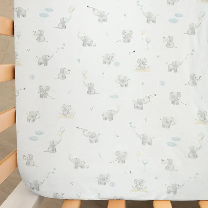 Organic Cot Fitted Sheet 2 Pack - Elephant Playtime