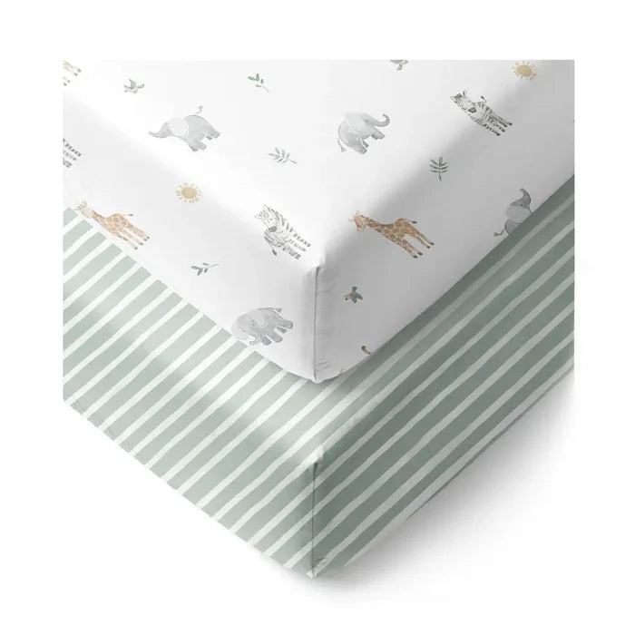 Organic Cot Fitted Sheet 2 Pack - Roam & Roar