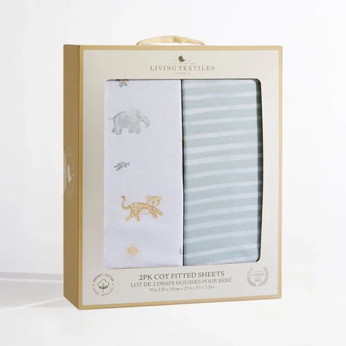 Organic Cot Fitted Sheet 2 Pack - Roam & Roar