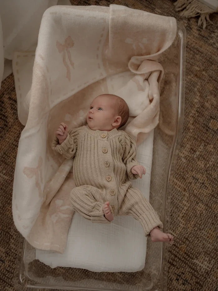 Pop Ya Tot Organic Bow Peep Knit Blanket