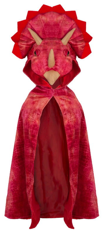 Red Triceratops Hooded Cape | Size 4-5