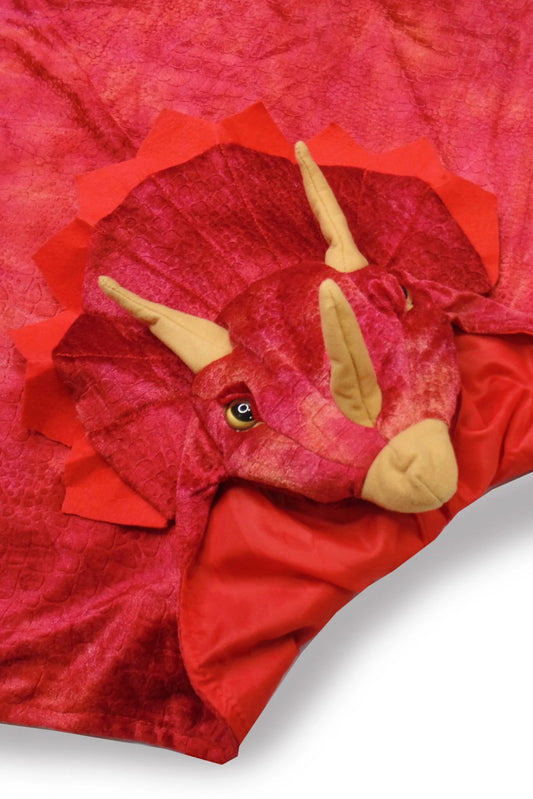 Red Triceratops Hooded Cape | Size 4-5