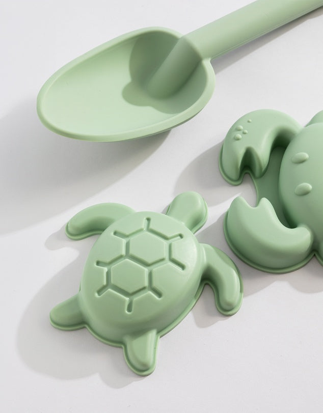 Silicone Beach Bucket 8 Piece Play Set - Sage