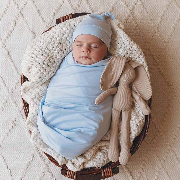 Snuggle Hunny Baby Jersey Wrap & Beanie Set - Baby Blue