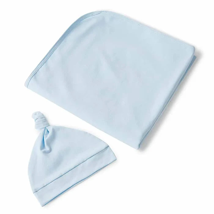 Snuggle Hunny Baby Jersey Wrap & Beanie Set - Baby Blue