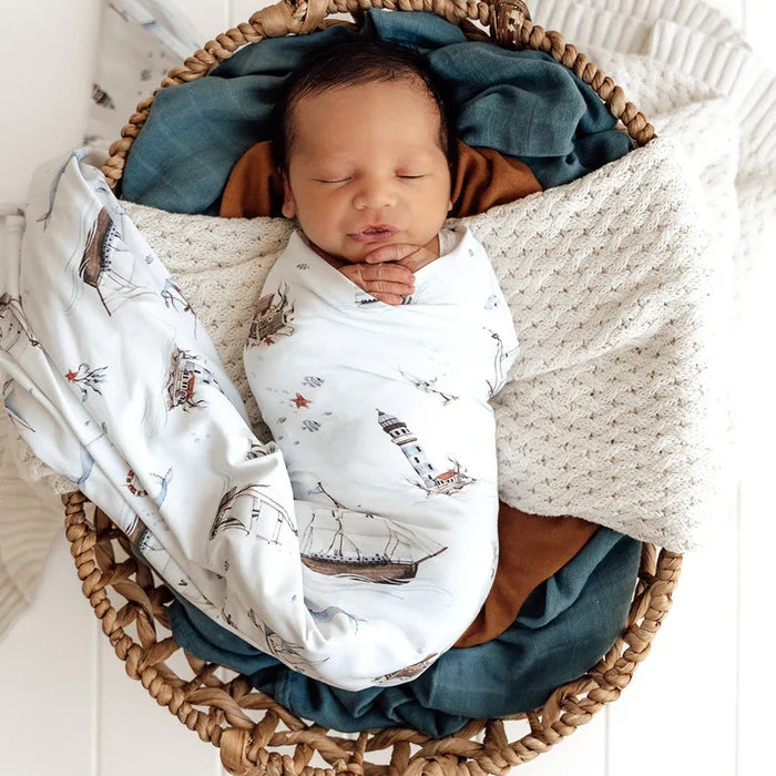 Snuggle Hunny Baby Jersey Wrap & Beanie Set - Set Sail