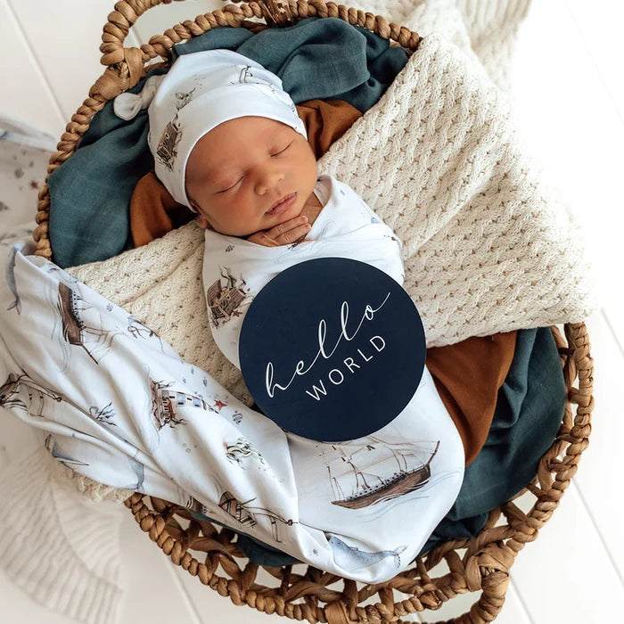 Snuggle Hunny Baby Jersey Wrap & Beanie Set - Set Sail