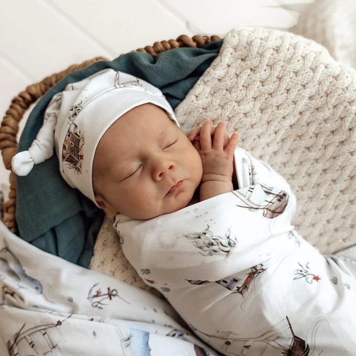 Snuggle Hunny Baby Jersey Wrap & Beanie Set - Set Sail